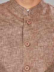 Cotton Nehru Jacket for Men - Brown | WCNVVTBRN3