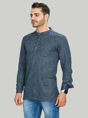Cotton Short Kurta for Men - Multicolor | SKAVSPBBLU