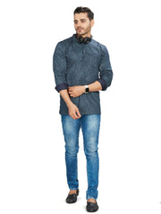 Cotton Short Kurta for Men - Multicolor | SKAVSPBBLU