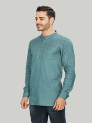 Cotton Short Kurta for Men - Green | SKMYPSGTN3