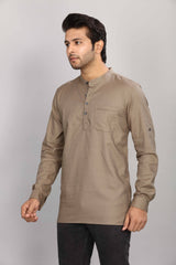 Cotton Short Kurta for Men - Brown | SKMYPSBR38