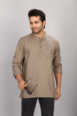 Cotton Short Kurta for Men - Brown | SKMYPSBR38