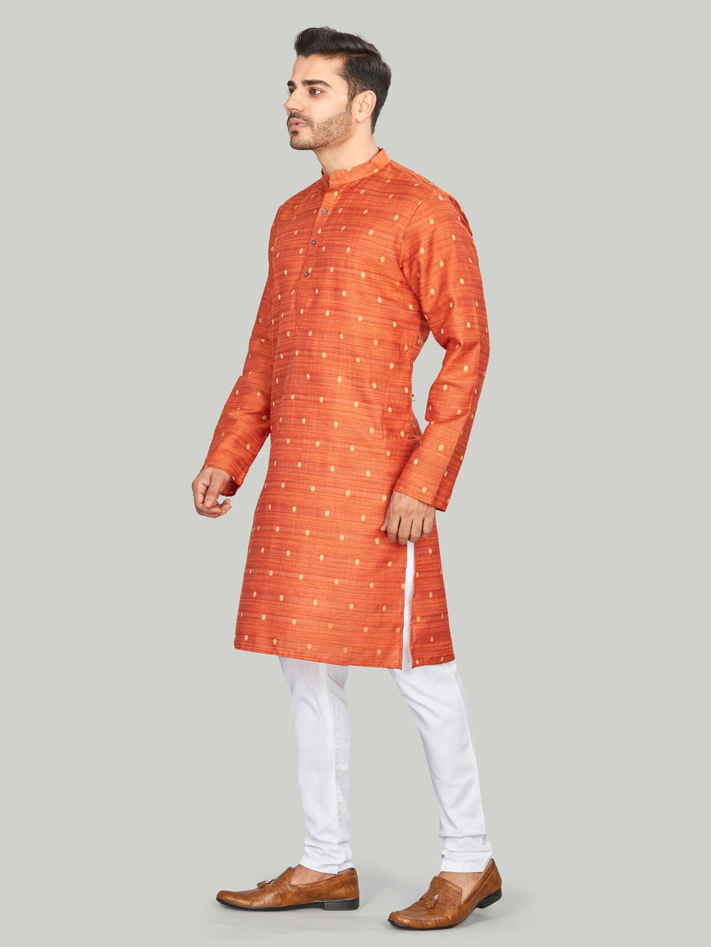 Cotton Kurta for Men - Orange | KPNVBUOR38