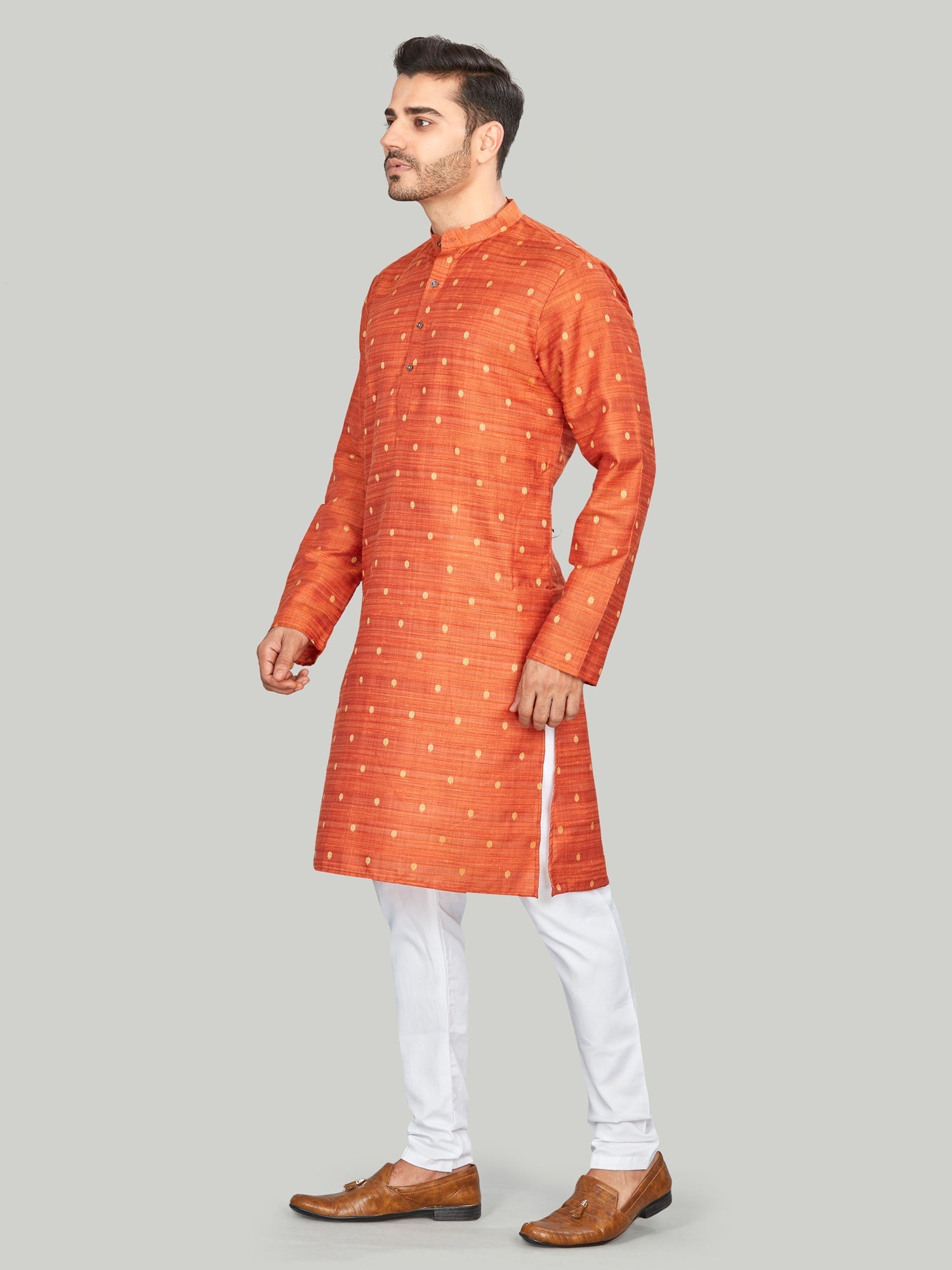 Cotton Kurta for Men - Orange | KPNVBUOR38