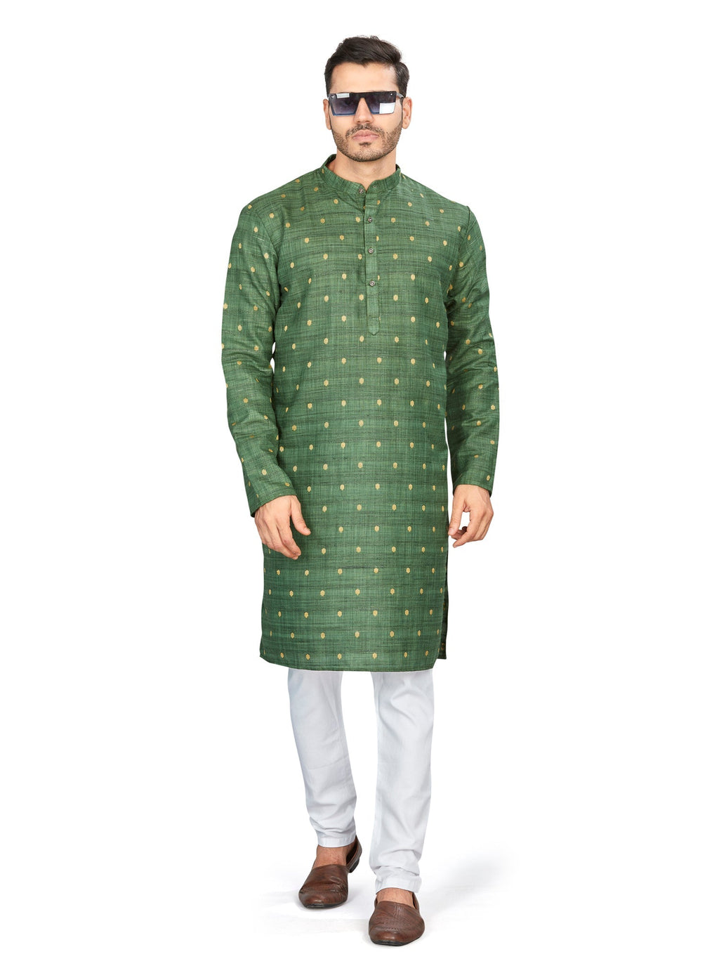 Cotton Kurta for Men - Green | KPNVBUGRN3