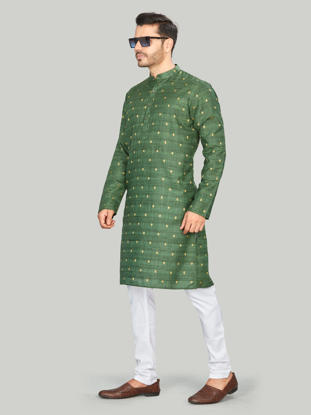 Cotton Kurta for Men - Green | KPNVBUGRN3