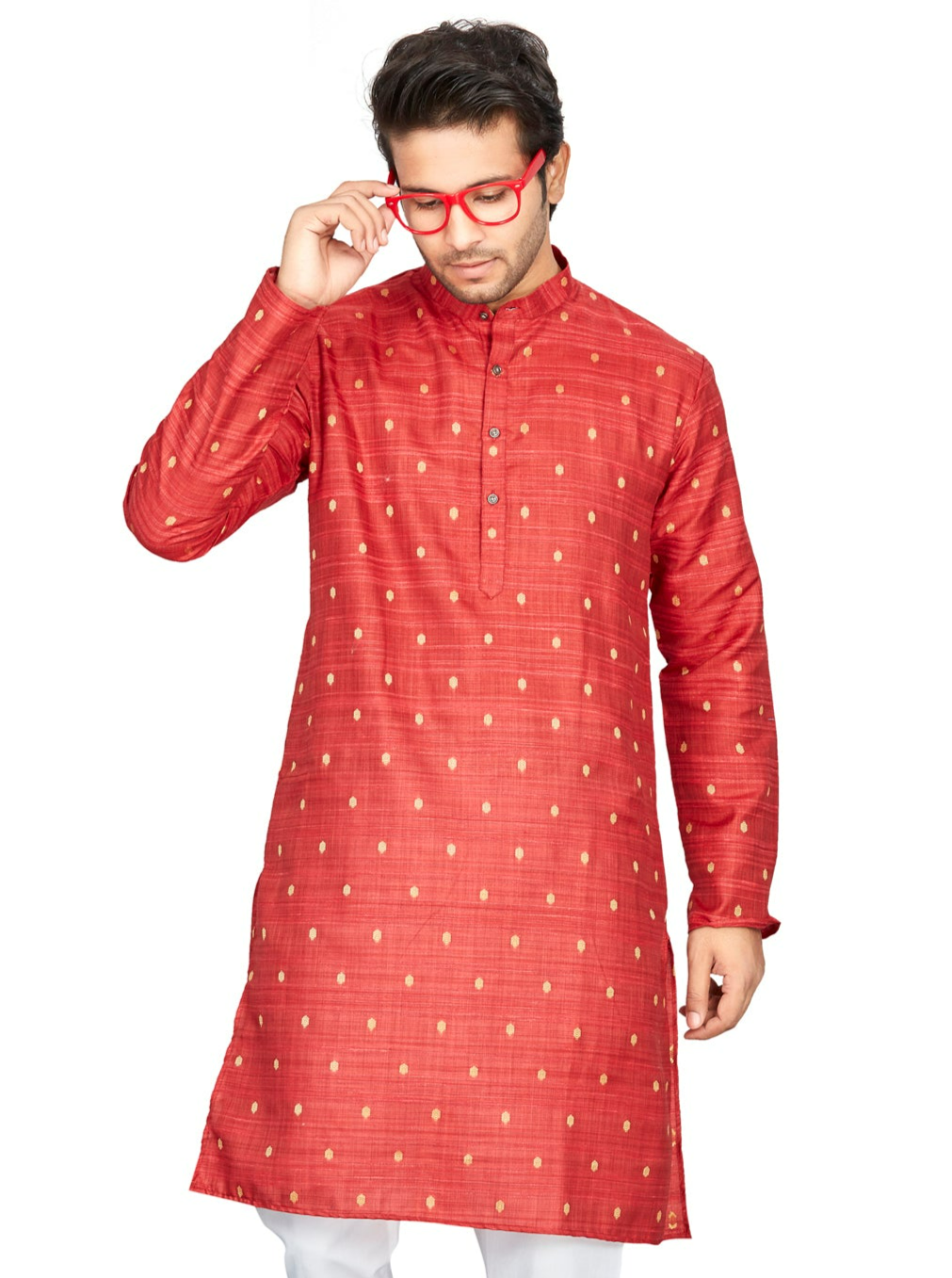 Cotton Kurta for Men - Red | KPNVBUMAR3