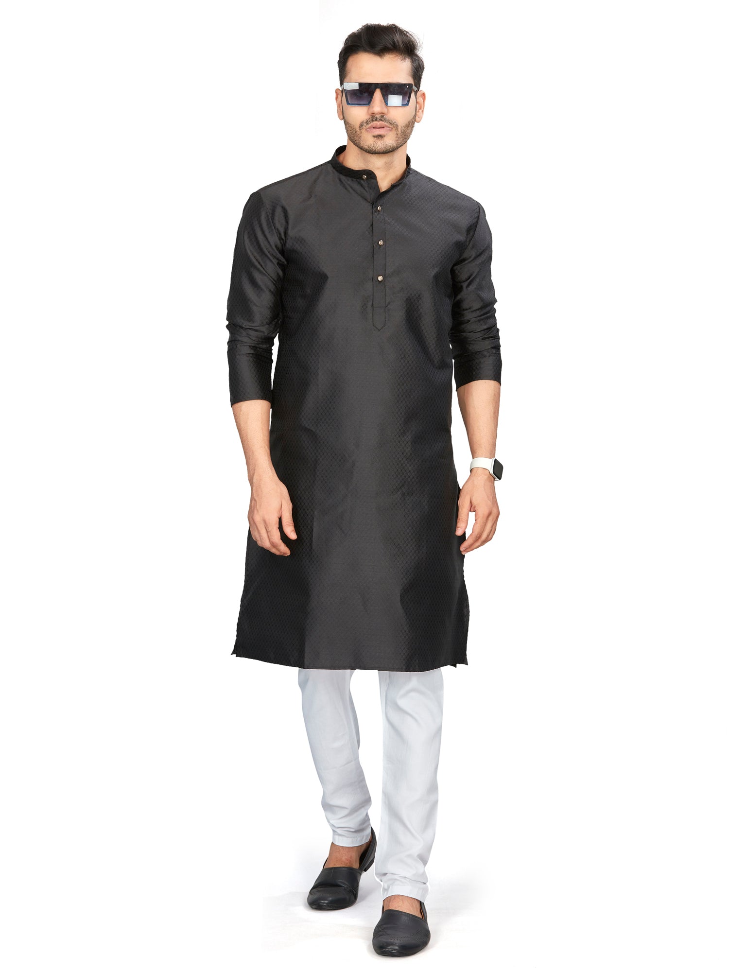 Silk Kurta for Men - Black | KPAVSCIRBL
