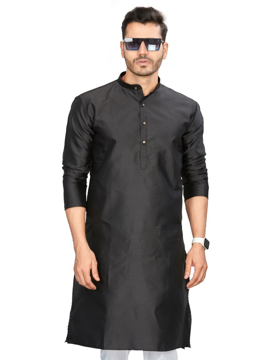 Silk Kurta for Men - Black | KPAVSCIRBL