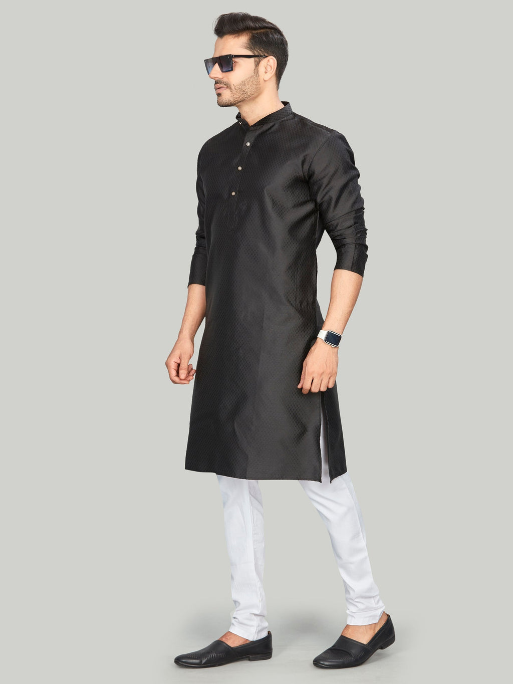 Silk Kurta for Men - Black | KPAVSCIRBL