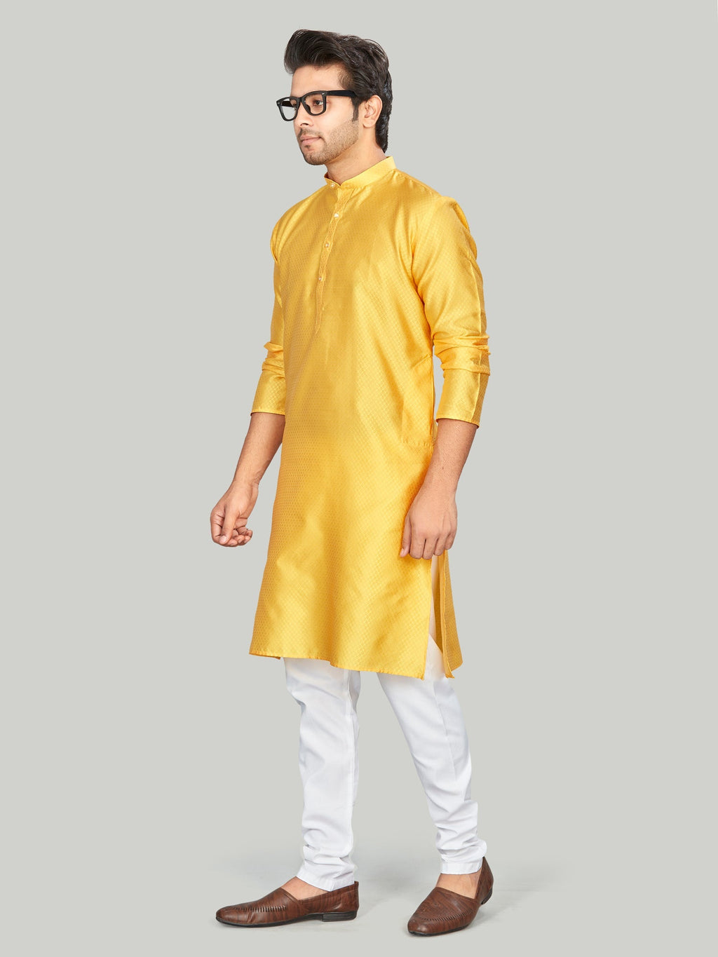 Silk Kurta for Men - Yellow | KPAVSCIRYL