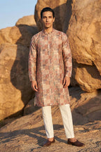 Multi Silk Blend Printed Straight Kurta With Trousers MKSET1939