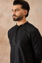 Black Rayon Embroidered Solid Straight Kurta MKU2190