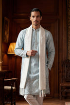 Blue Silk Blend Solid Embroidered Straight Kurta Sets MKUD1785