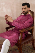 Pink Silk Blend Printed Mandarin Collar Straight Kurta With Trouser MKSET2114