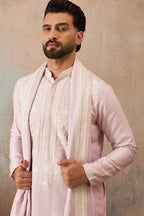 Lavender Silk Blend Solid Embroidered Kurta Trouser With Dupatta MKPD1038