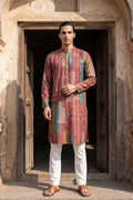 Brown Silk Blend Printed Straight Kurta MKU2177