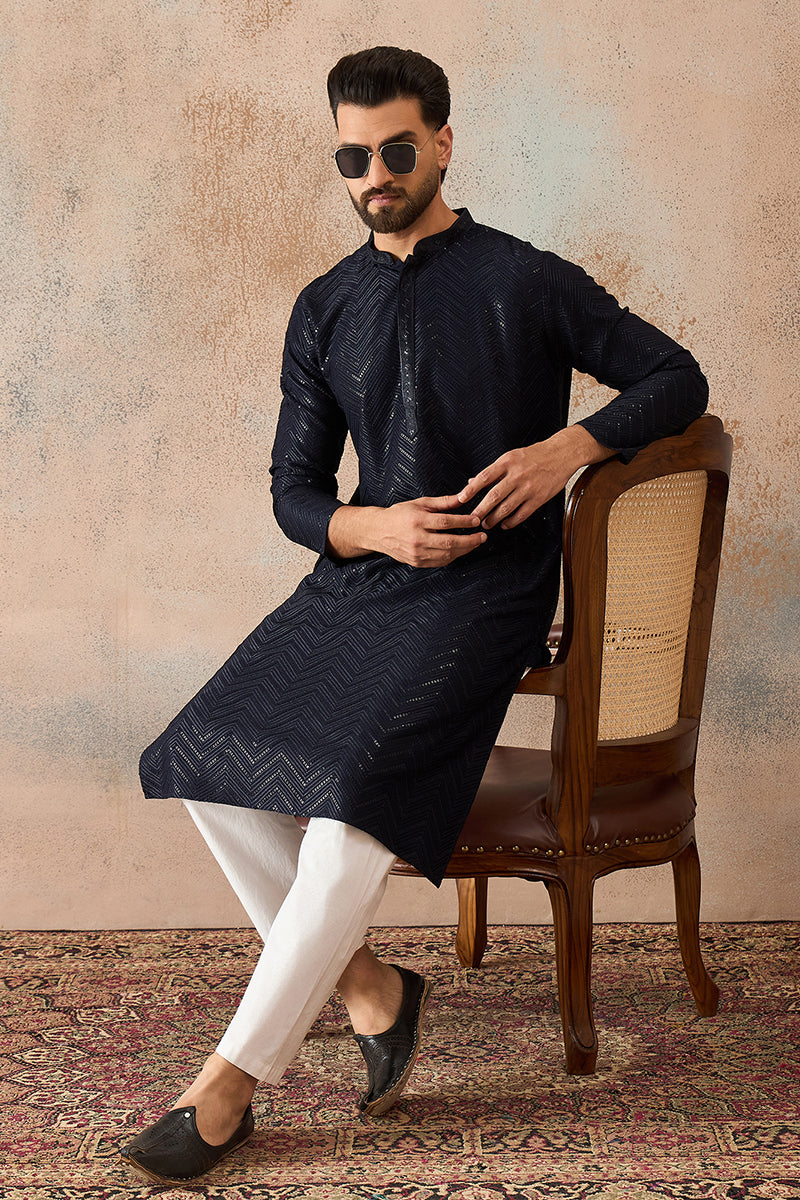 Blue Rayon Embroidered Solid Straight Kurta MKU2189