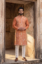 Peach Viscose Rayon Embroidered Straight Kurta MKU2169