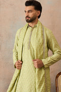 Green Jacquard Woven Design Floral Straight Kurta Sets MKPD1018