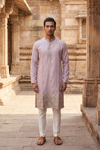 Lavender Silk Blend Embroidered Straight Kurta MKU2094