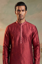 Maroon Jacquard Woven Design Straight Kurta With Trouser MKSET2342