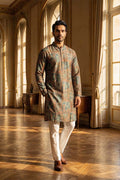 Blue Silk Blend Printed Straight Kurta MKU1934