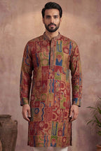 Viscose Rayon Multi Abstract Printed Calf Length Straight Kurta With Trousers MKSET1983