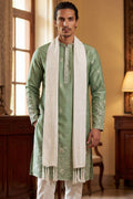 Green Silk Blend Solid Embroidered Straight Kurta Sets MKUD1783