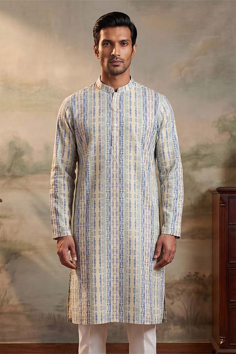 Multi Silk Blend Abstract Printed Kurta MKU2252