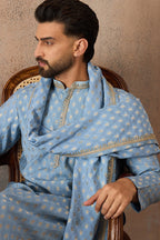 Blue Jacquard Woven Design Floral Straight Kurta Sets MKPD1019