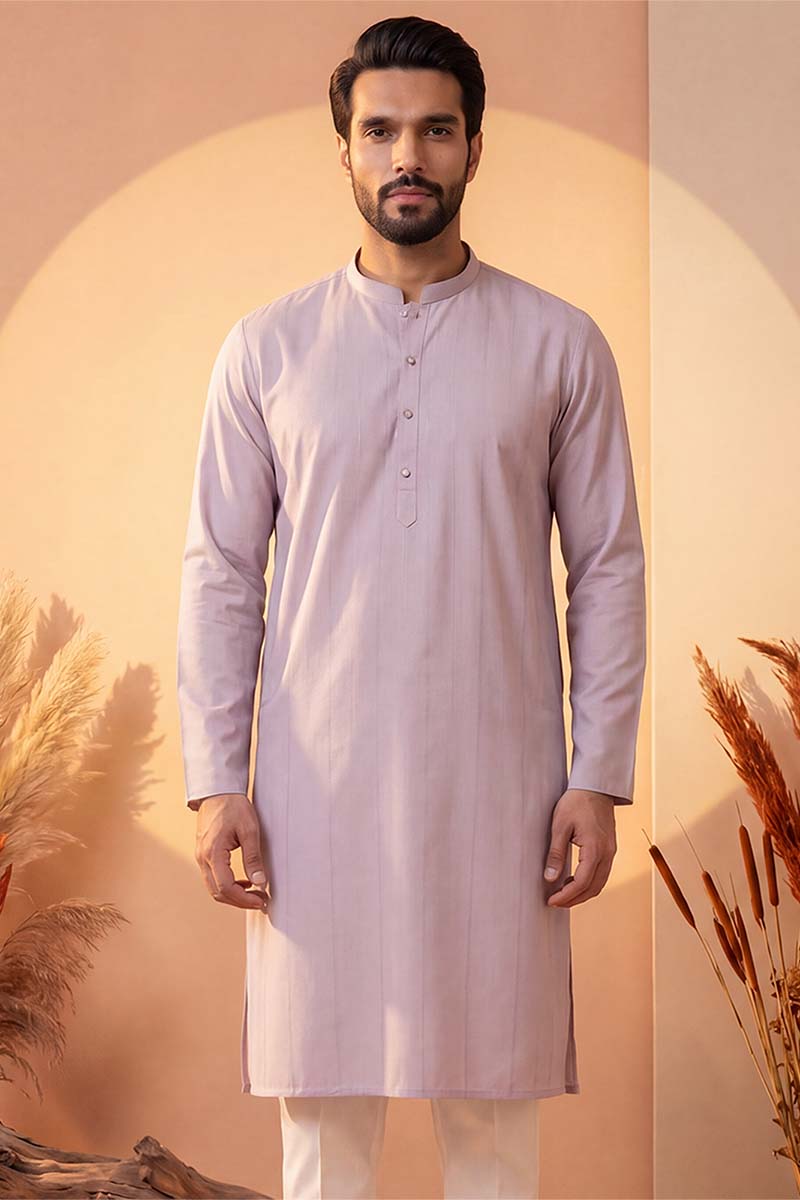 Lavender Silk Blend Solid Solid Kurta MKU2219