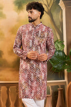Brown Viscose Rayon Embroidered Straight Kurta MKU1476