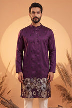 Violet Silk Blend Solid Embroidered Kurta With Trousers MKSET2104