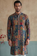 Viscose Rayon Multi Abstract Printed Calf Length Straight Kurta With Trousers MKSET1984