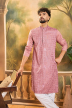 Mauve Silk Blend Solid Embroidered Straight Kurta MKU1495