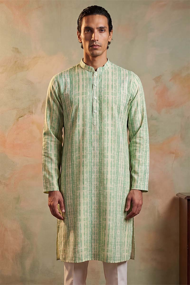 Multi Silk Blend Abstract Printed Kurta With Trousers MKSET2251