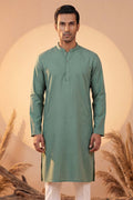 Green Silk Blend Solid Solid Kurta With Trousers MKSET2221