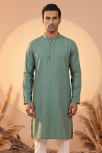 Green Silk Blend Solid Solid Kurta With Trousers MKSET2221