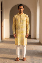 Yellow Viscose Rayon Embroidered Straight Kurta MKU1669