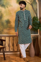 Teal Viscose Rayon Shibori Embroidered Straight Kurta MKU1416