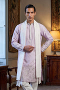 Lavender Silk Blend Floral Embroidered Straight Kurta Sets MKUD1781