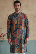 Viscose Rayon Multi Abstract Printed Calf Length Straight Kurta MKU1984