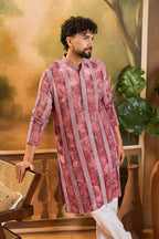 Red Viscose Rayon Batik Printed Straight Kurta MKU1482