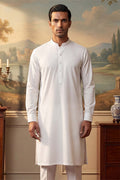 White Silk Blend Solid Solid Kurta With Trousers MKSET2220