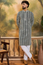 Teal Viscose Rayon Embroidered Kurta With Trousers MKSET1411