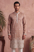 Pink Silk Blend Solid Embroidered Kurta With Trousers MKSET2173