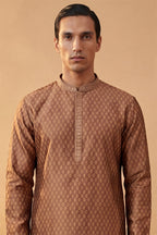 Brown Jacquard Woven Design Straight Kurta With Trouser MKSET2343