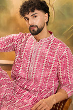 Red Viscose Rayon Shibori Embroidered Straight Kurta MKU1413