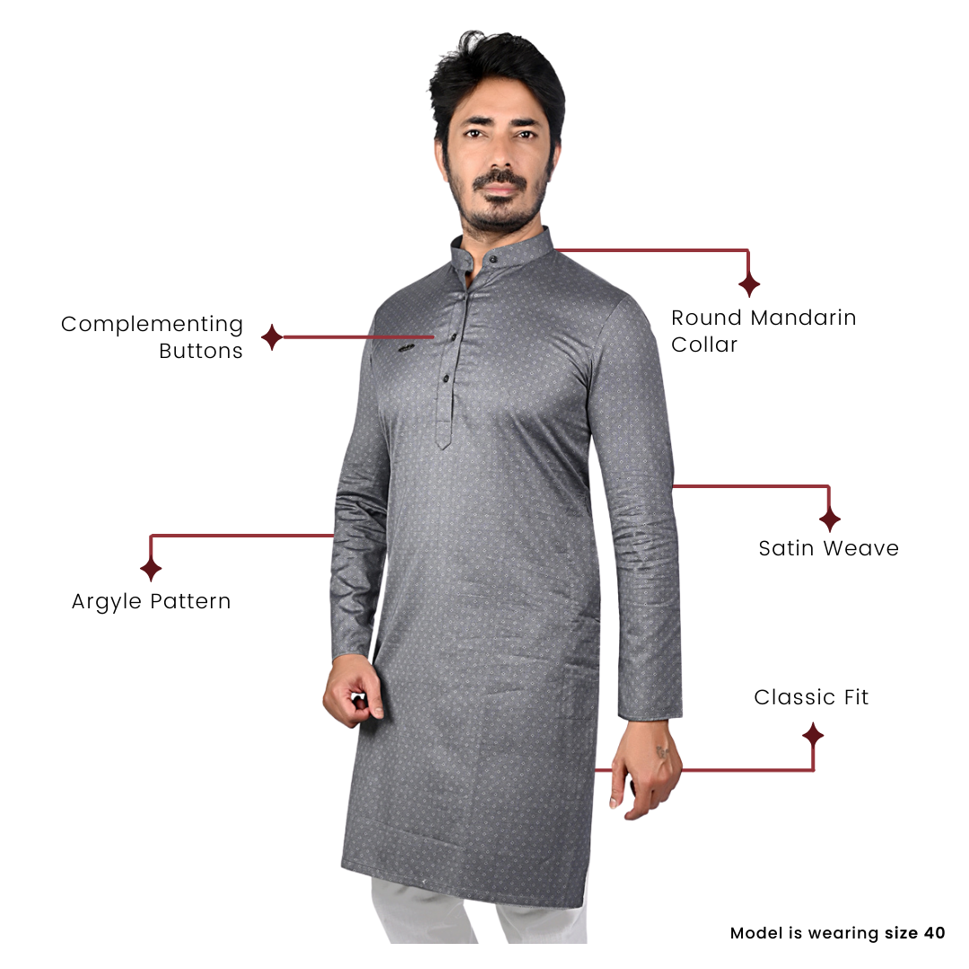 Cotton Kurta for Men - Grey | KUPR11746G